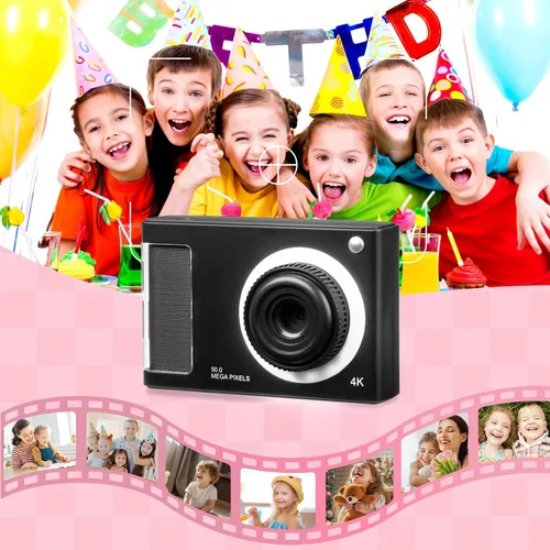 Vista 5 de Cámara digital, cámara FHD 1080P para niños con tarjeta de 32 GB, cámara digital de 48 MP con zoom 8X para apuntar y disparar, antivibraciones