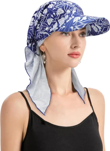 Vista 28 de ZLYC Gorro ligero con ala de quimioterapia para mujer, bufanda para la Tie Dyed Purple