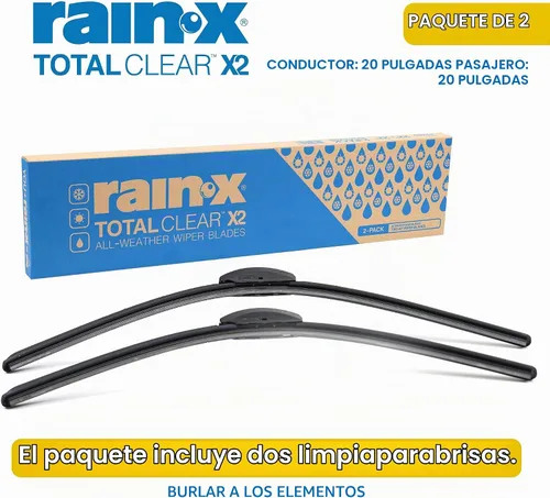 Vista 6 de Rain-X 810337 Total Clear Beam - Limpiaparabrisas de 20 pulgadas (x2) para todo tipo de clima, con escobilla de goma para limpieza suave