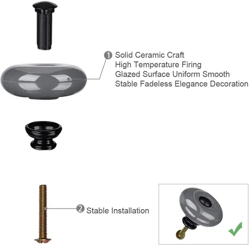 Vista 8 de uxcell 6 piezas de cerámica pomos tirador muebles cajón armario armario aparador cajas de almacenamiento accesorios 1.260 in diámetro gris