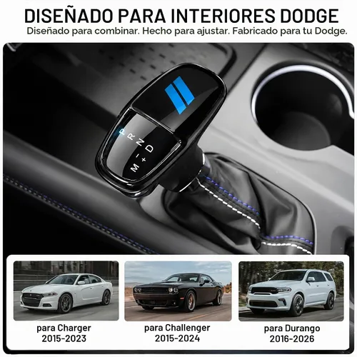 Vista 7 de Cubierta para cabeza de palanca de cambio para accesorios Dodge Charger 2015-2023 Challenger 2015-2024 Durango 2016-2025 2026, inserto