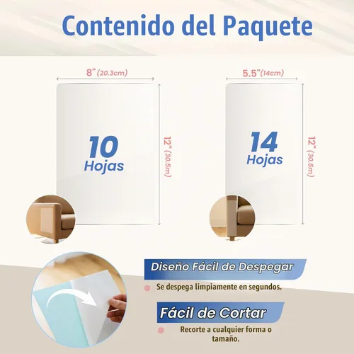 Vista 3 de 24 protectores de muebles de arañazos para gatos, protectores de sofá de doble cara para proteger los arañazos de las garras de los gatos, hojas