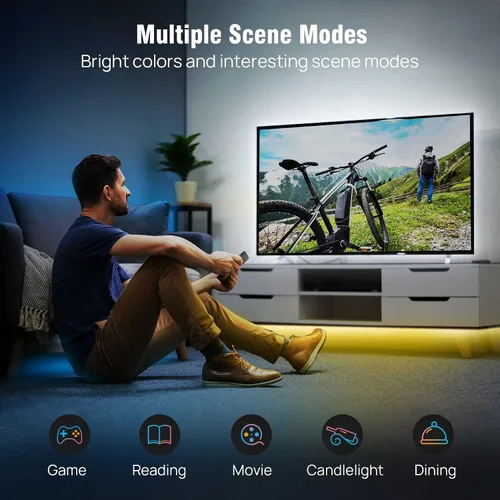 Vista 2 de Sengled - Tira de luz LED multicolor inteligente de malla Bluetooth, 16.4 pies, funciona con Amazon Echo y Alexa, alto brillo con 16 millones
