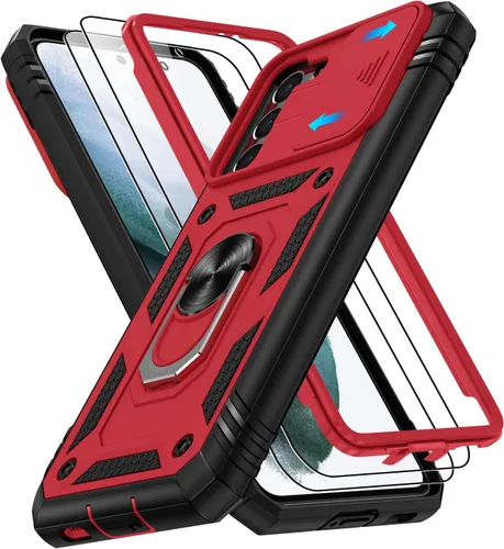 Vista 13 de Gritup Funda para Google Pixel 6 con cubierta deslizante para cámara y protector de pantalla (2 unidades), soporte de anillo giratorio 360°, funda