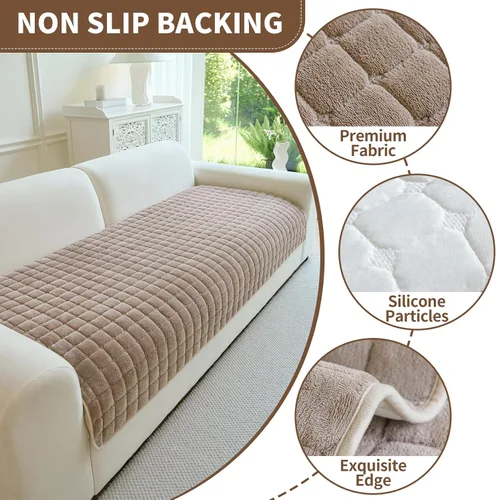 Vista 4 de Funda de terciopelo para sofá, lavable, antideslizante, para sofá modular de 3 cojines, sillón reclinable en forma de L, fundas protectoras