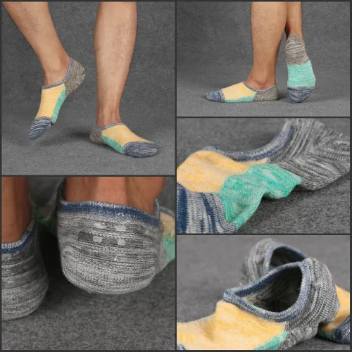 Vista 4 de Empino - Calcetines de corte bajo para hombre, antideslizantes, casuales, calcetines de algodón