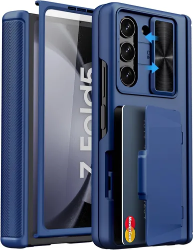 Vista 16 de Funda para Samsung Galaxy Z Fold 5 con tarjetero y cubierta para cámara deslizante, protector de pantalla integrado y protección de bisagra, funda