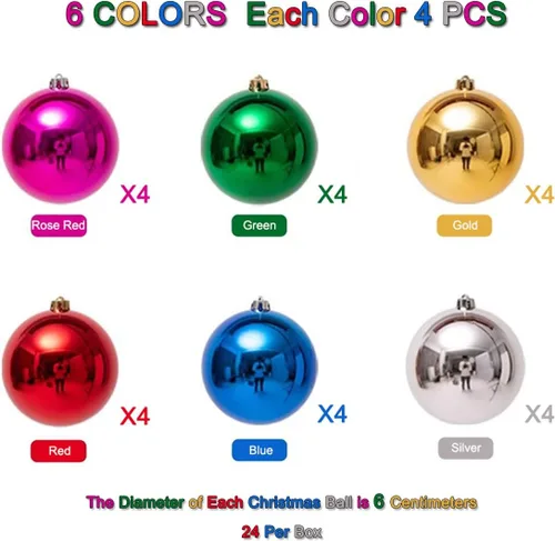 Vista 2 de 24 PCS Adornos de Bolas de Navidad Irrompibles de 2.36 pulgadas - Decoraciones de Tema Surtido para Árbol de Navidad