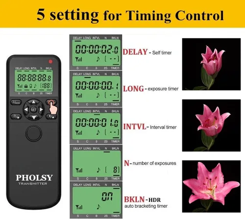 Vista 3 de PHOLSY Control remoto con temporizador de cámara con HDR compatible con Canon R100 R8 R6ii R7 R10 90D 250D 850D 6Dii 7Dii G1Xiii; para Olympus OM-1