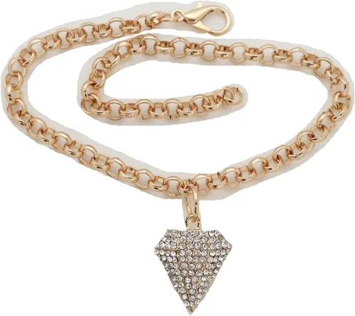 Vista 5 de Joyería de moda para mujer, pulsera de bota, cadena de metal dorado, con forma de diamante de plata de lujo, encanto, Metal