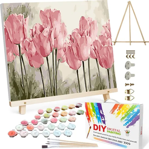 Vista 72 de BAISITE 0304 - Kit de pintura por números para adultos principiantes; paquete de 2 lienzos de 8 pulgadas de ancho x 12 pulgadas de largo; caja
