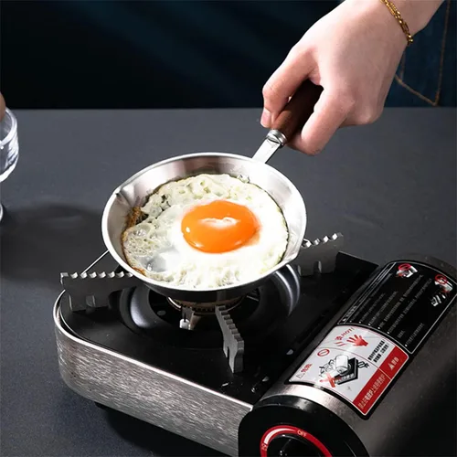 Vista 4 de Sartén de acero inoxidable para huevos Mini sartén de 4,7 "sartén antiadherente resistente al calor