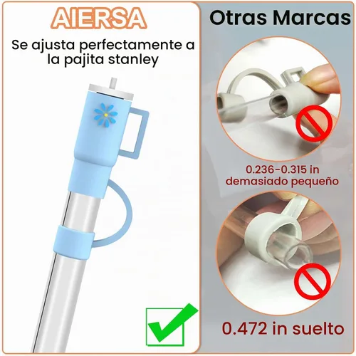 Vista 6 de AIERSA 10 Tapas de Cobertura para Pajita para Vaso Stanley, Tapa de Pajita de Silicona Compatible con Vaso Stanley de 30 y 40 Oz con Asa