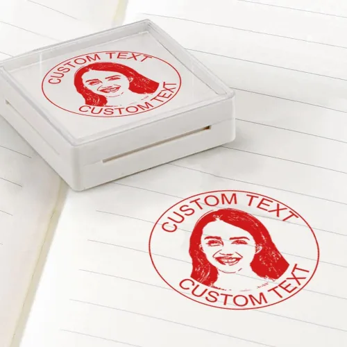 Vista 4 de Sellos personalizados autoentintados, sellos de fotos personalizados para retratos con cara y texto, suministros de oficina, negocios, sello