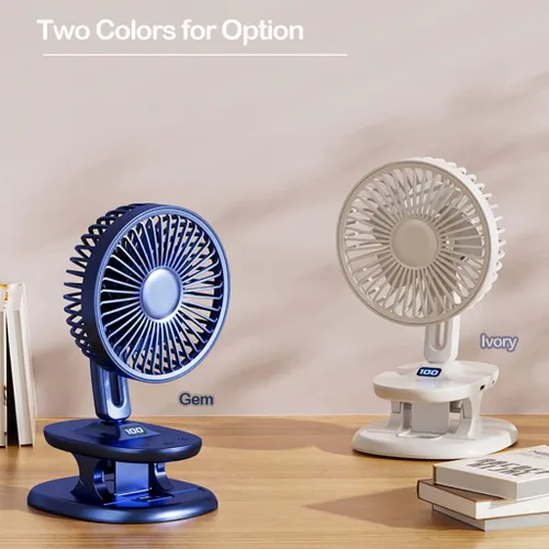 Vista 7 de Ventiladores de mesa portátiles de 5 pulgadas con clip, cabezal oscilante de 120° hacia arriba/abajo, indicador LED ajustable, ajuste