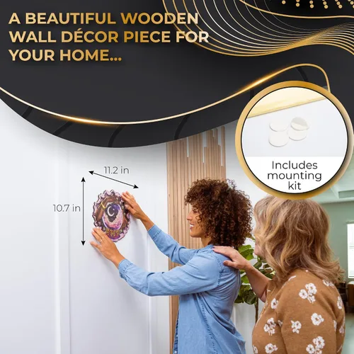 Vista 3 de ZenChalet Rompecabezas de madera de astrología para adultos, rompecabezas de madera con signos del zodiaco de bola de cristal, rompecabezas de arte