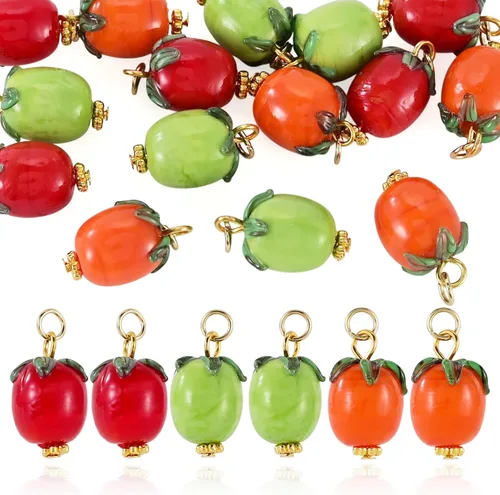 Vista 17 de Craftdady Colgantes colgantes de frutas, lindos colgantes de resina para alimentos, colgantes de manzana, naranja, piña, fresa, encantadores dijes