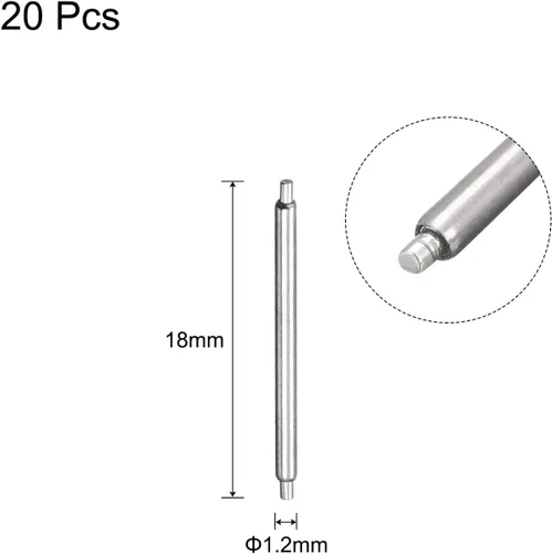 Vista 2 de uxcell 20 pines de correa de reloj de 0.630 in de acero inoxidable para barra de resorte de 0.047 in de diámetro para conectar la correa del reloj a