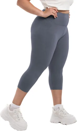 Vista 2 de Leggings capri de talla grande para mujer, leggings de cintura alta para mujer, leggings suaves para entrenamiento, gimnasio, yoga
