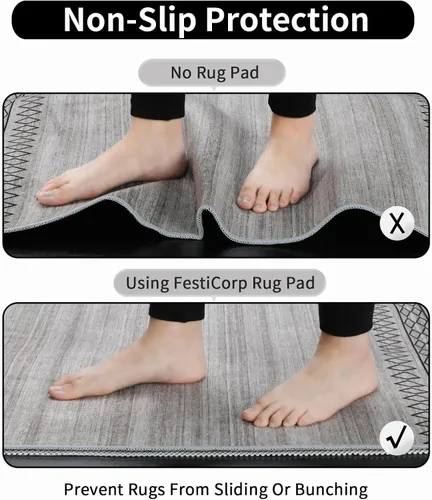 Vista 6 de FestiCorp Almohadillas antideslizantes para alfombras de 2 x 3 pies, con agarre antideslizante, para debajo de alfombras y suelos de superficie dura