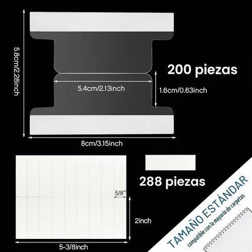 Vista 2 de Gersoniel 200 pestañas autoadhesivas insertables de 2 pulgadas con insertos imprimibles con etiquetas para carpetas de archivos, índice de plástico
