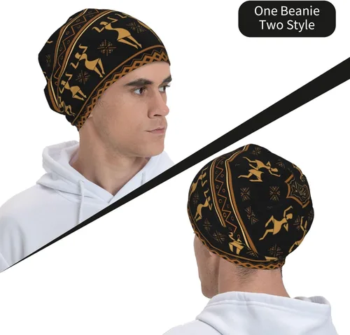 Vista 16 de Gorro africano holgado de invierno, gorro de punto casual para hombres y mujeres