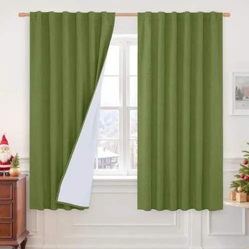 Vista 149 de LAMIT Cortinas opacas cortas de lino de 30 pulgadas para ventanas de cocina sobre el fregadero, cortinas de café texturizadas de lino marfil