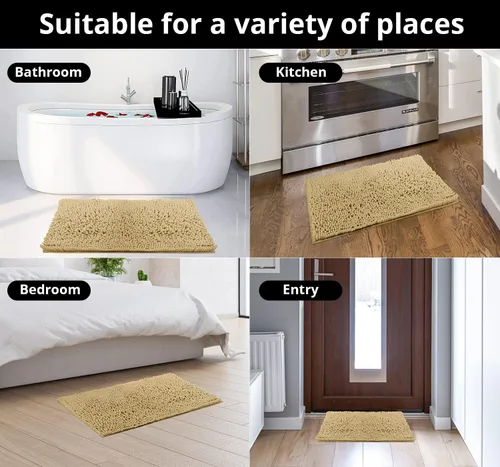 Vista 6 de Alfombras de baño, extra suaves y absorbentes, antideslizantes, felpilla de lujo, alfombras de felpa para bañeras, ducha y debajo del fregadero