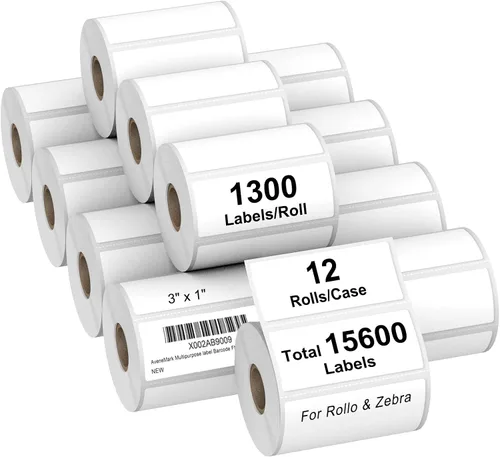 Vista 17 de AveneMark 12 rollos de etiquetas térmicas directas adhesivas de 2" x 1" para códigos de barras, direcciones postales, etiquetas de envío compatibles