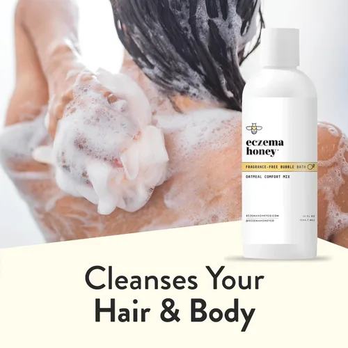 Vista 6 de ECZEMA HONEY Baño de burbujas cómodo de avena sin fragancia, gel de baño y baño para piel sensible, productos de baño hidratantes, baño de burbujas