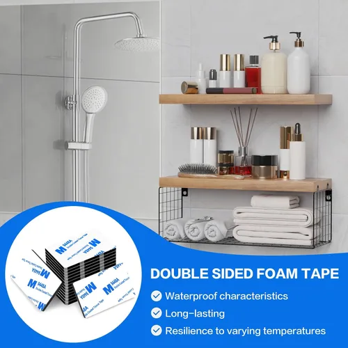 Vista 6 de Cintas adhesivas de doble cara, cinta adhesiva resistente para montaje, 48 piezas de 3 mm de espesor, cinta adhesiva de espuma precortada