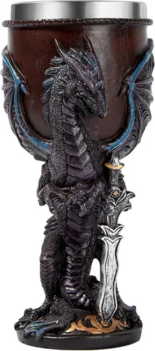Vista 11 de Cáliz de Dragón Dragón Negro Cáliz de Vino con Forma de Corazón de Dragón, Regalo de Dungeons and Dragons, paquete de 2.