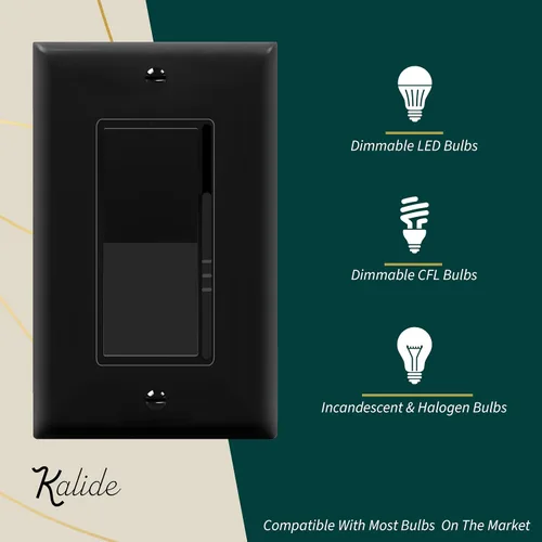 Vista 2 de TOPGREENER Kalide - Interruptor de atenuación de luz, interruptor de atenuación LED, atenuación de rango completo, un solo polo/3 vías, 120 V CA, 60