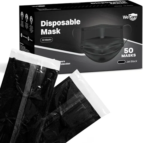 Vista 9 de WECARE - Cubrebocas desechable con envoltura individual, juego de 50 máscaras estampadas, 3 capas