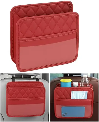 Vista 11 de Mandark Organizador de respaldo de asiento de automóvil, cuero PU, bolsillo de almacenamiento colgante para asiento trasero del vehículo, accesorios