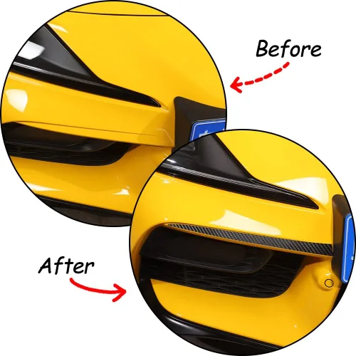 Vista 3 de Adhesivo de fibra de carbono seco para la parte delantera del automóvil, ambos lados, compatible con Toyota Supra GR A90 A91 MK5 2019 2020 2021 2022