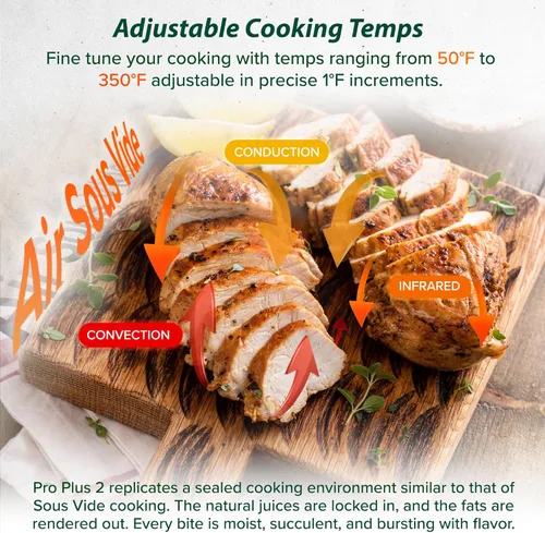 Vista 6 de Nuwave Horno infrarrojo Pro Plus 2, encimera, convección, cocina fresca o congelada, sin descongelación ni precalentamiento, cocina saludable, calor