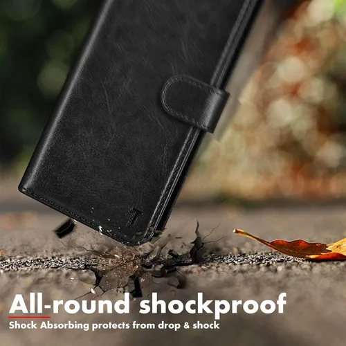 Vista 5 de Tekcoo Funda para Galaxy S20 Plus, funda con bloqueo RFID de alta calidad con ranuras para tarjetas y soporte, color negro