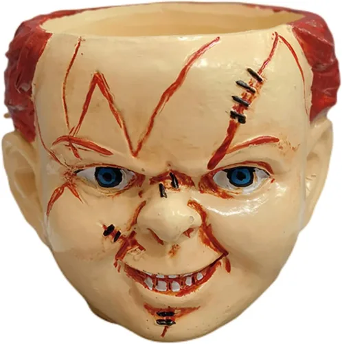 Vista 2 de Macetero de película de terror para decoración de Halloween, macetas aterradoras con agujero de drenaje
