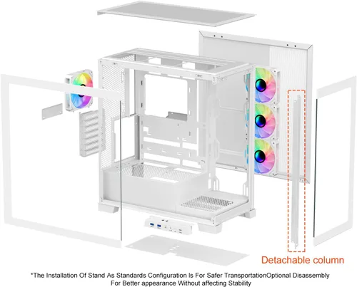 Vista 11 de SAMA NEVIEW 4503 Chasis Mid Tower para PC con paneles de vidrio templado dobles, ventiladores ARGB de 4×120mm preinstalados, chasis ATX de alto