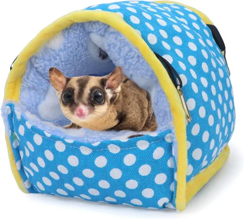 Vista 10 de Wontee Hamster Bed Hideout Sugar Glider Hamaca para animales pequeños, casa de cama cálida para hámsters, erizos, planeadores de azúcar, jerbos