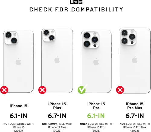 Vista 2 de URBAN ARMOR GEAR UAG - Funda compatible con iPhone 15 Pro de 6.1 pulgadas, Essential Armor negro, imán integrado compatible con carga MagSafe, funda
