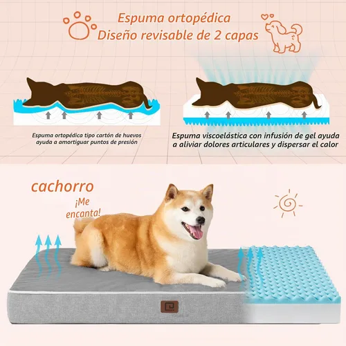 Vista 2 de EHEYCIGA Cama grande lavable para perros con espuma viscoelástica, 35 x 23 Gris