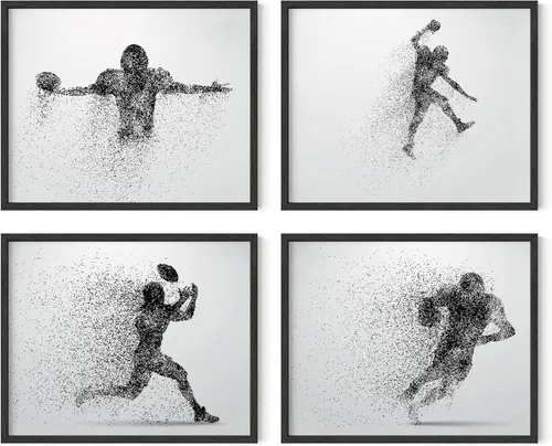 Vista 28 de Impresiones artísticas de fútbol americano para pared, juego de 5 (8x10) carteles de fútbol americano sin marco, decoración de sala de fútbol Niños