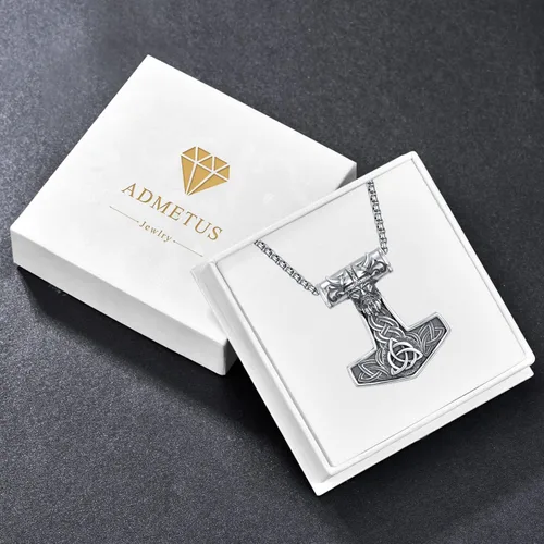 Vista 7 de ADMETUS Collar de amuleto de plata de ley 925 Collar vikingo para hombre joyería nórdica colgante de Odín con cadena Rolo de 0098in 22 pulgadas 2