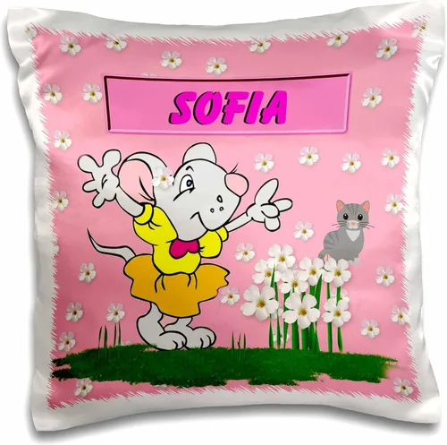 Vista 2 de 3dRose Sofia-Funda de almohada decorativa para niños, 16 x 16 pulgadas (pc_48822_1)