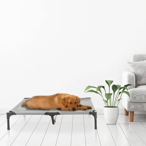 Vista 4 de PETMAKER - Cama elevada para perros, cama portátil para mascotas de 36 x 29.75 pulgadas con pies antideslizantes, cuna para perro o colchón para Gris