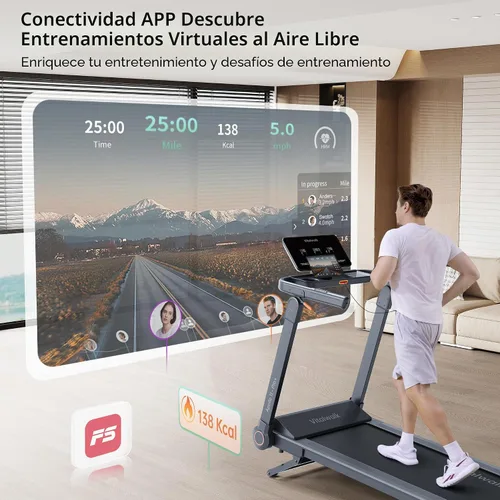 Vista 6 de Foldable Walking Pad Treadmill with Incline 20%/15% Auto, 48"x18" 10MPH, 3.5HP Brushless, Portable Auto Folding Treadmills for Home Small Space