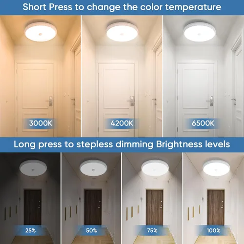 Vista 3 de Luces de armario recargables con sensor de movimiento, luz de techo a batería, luz inalámbrica con sensor de movimiento para interiores, luz