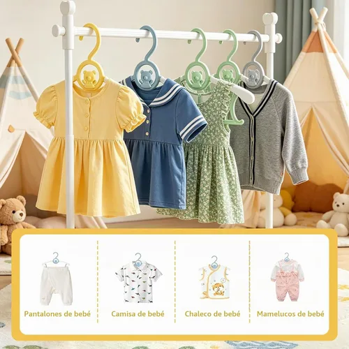 Vista 4 de JSF Perchas ajustables para bebés, 20 piezas de ganchos para guarderías, antideslizantes, extensibles, ideales para ropa de recién nacidos